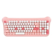 Harlier Typewriter Colorful Wireless Keyboard and Mouse Combo, 2.4GHz Full-Size Retro Cute Office Computer Keyboard with Round Keycaps for Desktop Laptop and PC